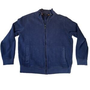 Cooper Jones Supply Fleece Full Zip Sweatshirt MenL Blue Contrast Stitch Hi Neck